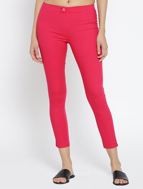 solid pink lycra jegging - 15168641 - Very Small Image - 1