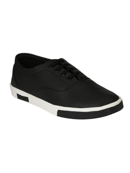 black leatherette lace up sneaker - 15168646 - Very Small Image - 1