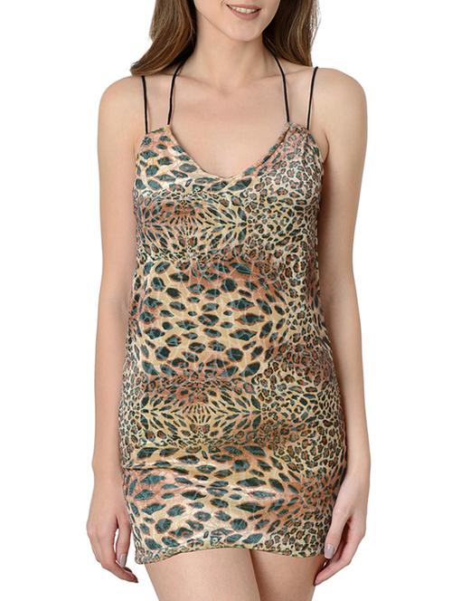 brown printed velvet babydoll - 15169771 - Very Small Image - 1