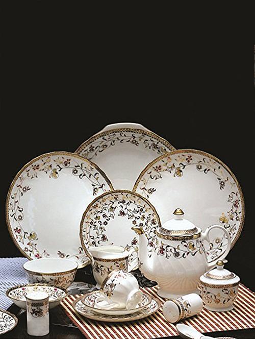 set of 63 pcs tableware serving gold alpine monarch fine bone china dinner set tea cups saucer set - 15169988 - Very Small Image - 1