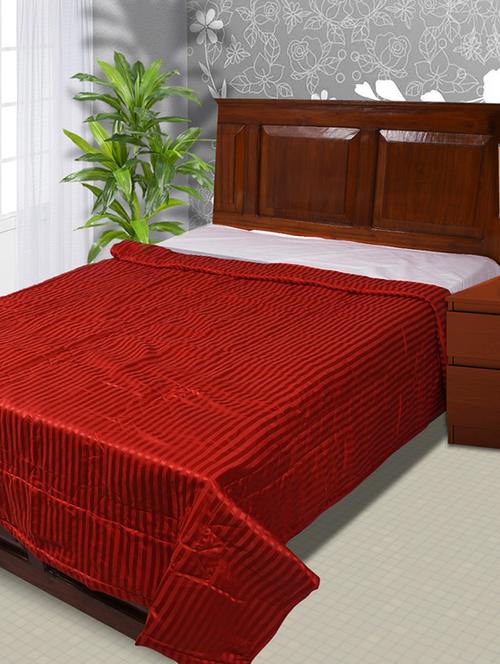 220 tc micro poly self striped, maroon color, single size ac comforter - 15170493 - Very Small Image - 1
