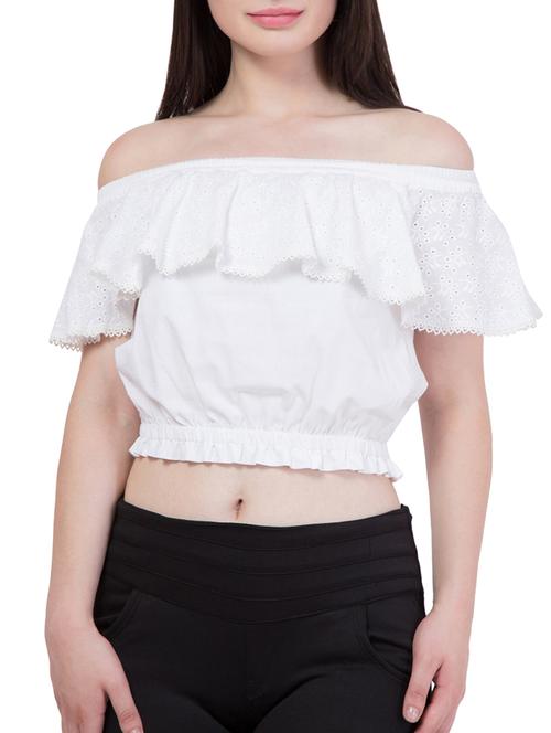 white cotton crop top - 15171004 - Very Small Image - 1