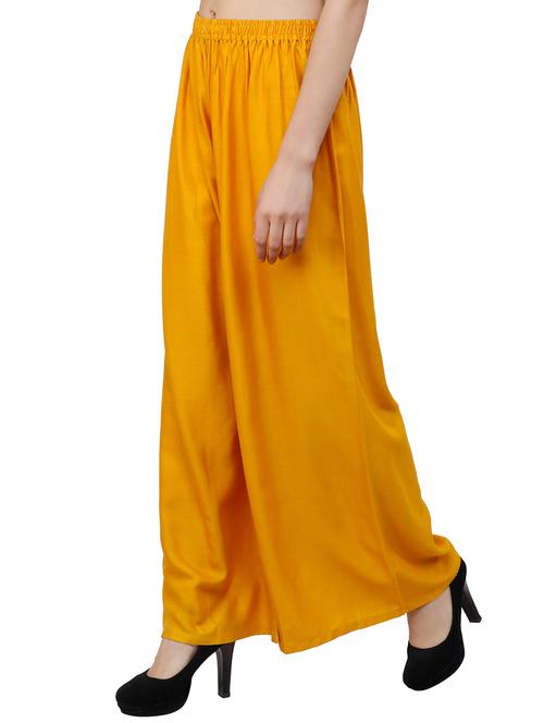 yellow viscose palazzos - 15172728 - Very Small Image - 1
