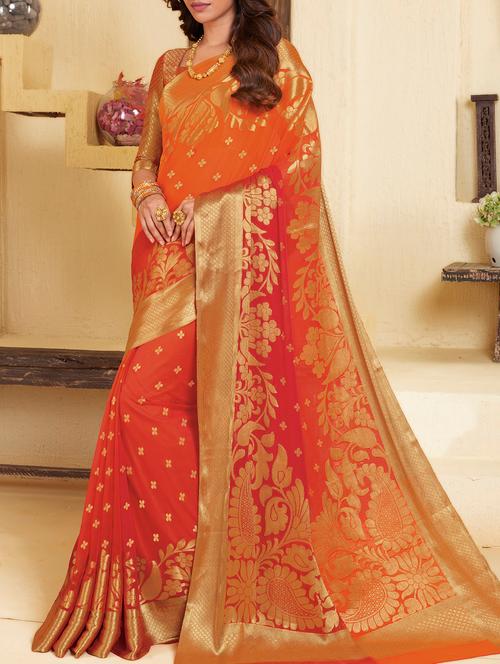 golden zari woven saree with blouse - 15173588 - Very Small Image - 1