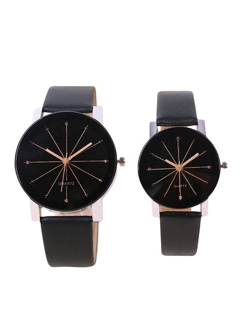 shunya black strap analog couple watches - 15175256 - Very Small Image - 1