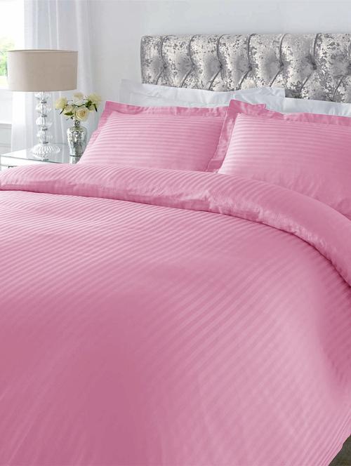 220 tc striped cotton double fitted bedsheet with 2 pillow covers - 72 x 78 inches - 15175453 - Very Small Image - 1