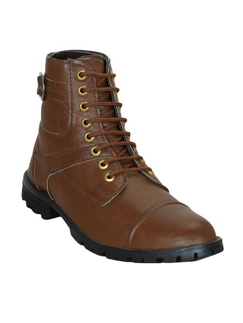 brown leatherette high ankle boot - 15175857 - Very Small Image - 1
