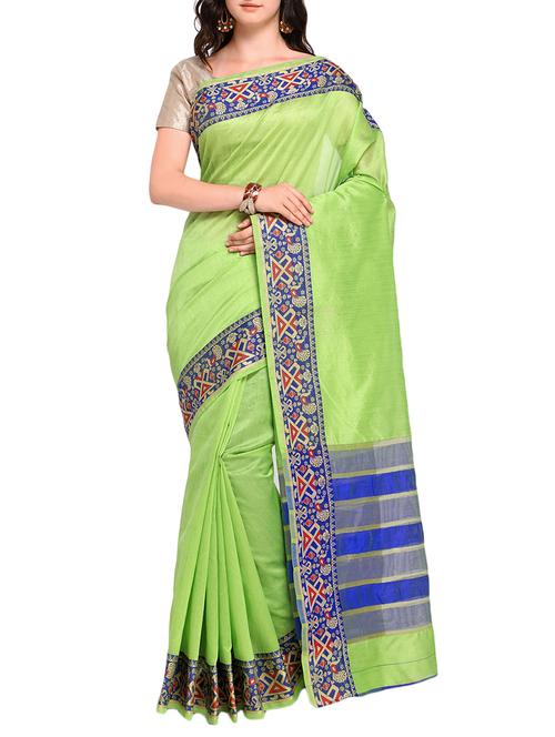 contrast bordered saree with blouse - 15176773 - Very Small Image - 1