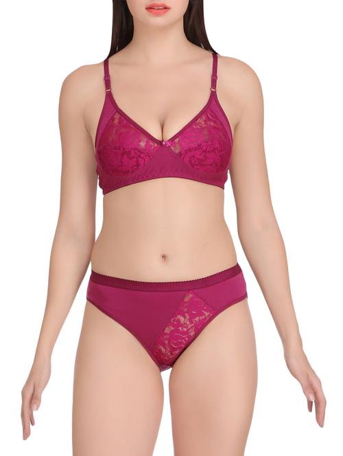 purple solid rayon bras and panty set - 15176842 - Very Small Image - 1