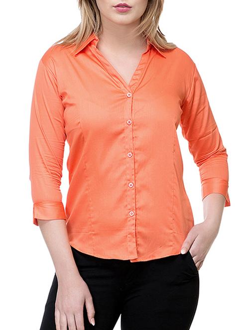 solid orange satin shirt - 15177099 - Very Small Image - 1