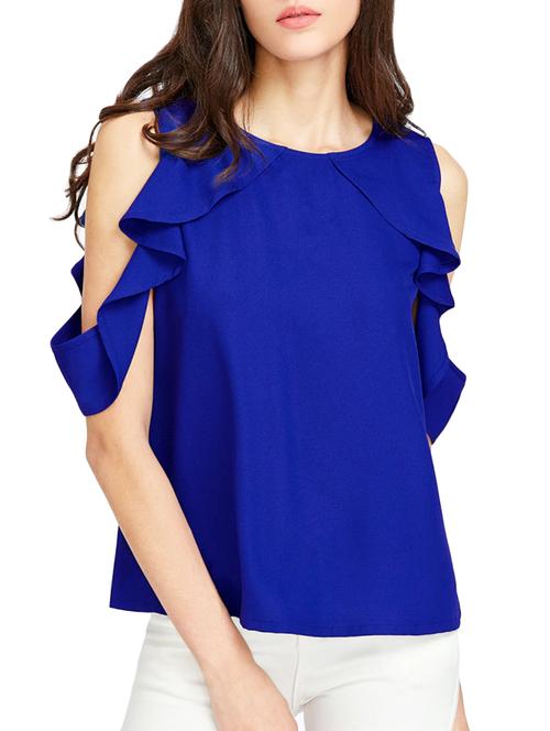 ruffle detailed cold shoulder top - 15177230 - Very Small Image - 1