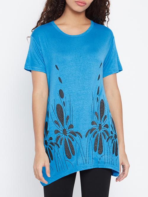 blue hosery printed top - 15179000 - Very Small Image - 1