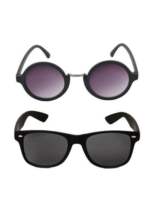 aventus stylish sunglasses combo-black round sunglasses & black wayfarer sunglasses for men women - 15179525 - Very Small Image - 1