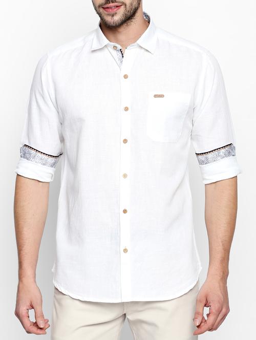 white cotton linen casual shirt - 15180286 - Very Small Image - 1