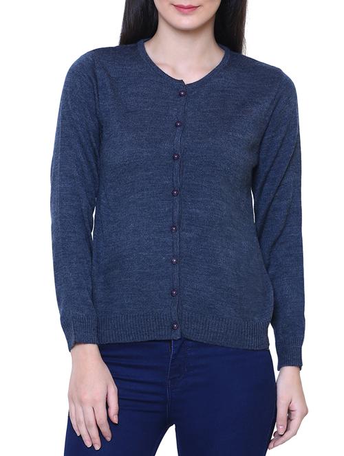 navy blue woolen cardigan - 15180318 - Very Small Image - 1