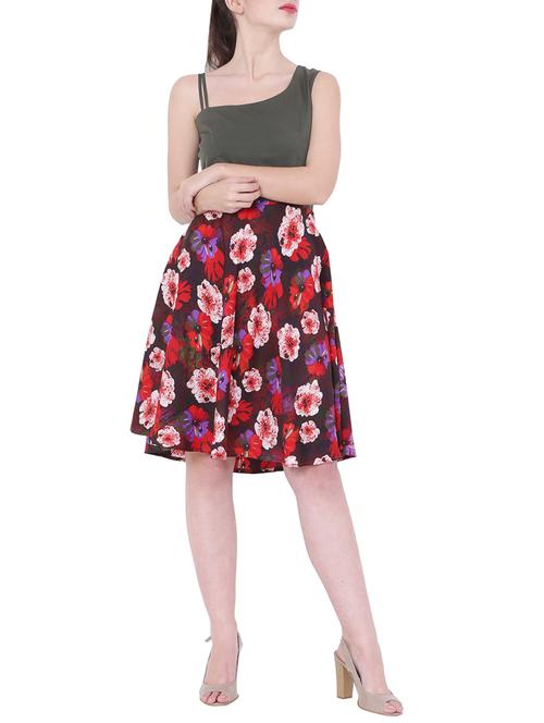 red floral fit and flare dress - 15180848 - Very Small Image - 1