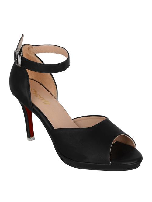 black faux leather ankle strap sandals - 15181040 - Very Small Image - 1