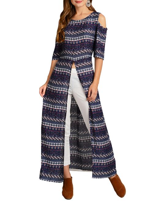 blue rayon high slit kurta - 15181916 - Very Small Image - 1