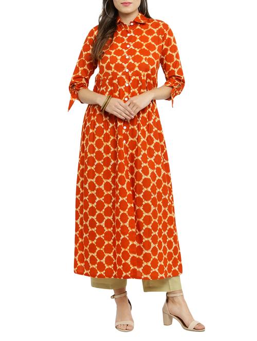 honeycomb flared kurta with pant set - 15182430 - Very Small Image - 1