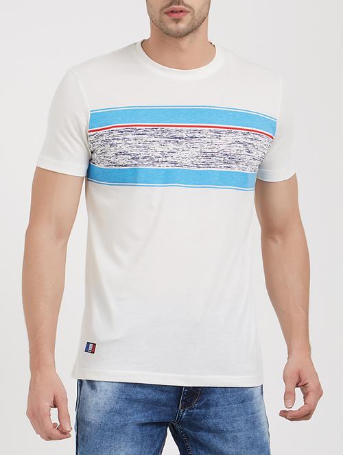 white cotton chest print t-shirt - 15182600 - Very Small Image - 1