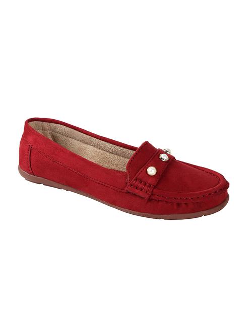 maroon faux leather slip on loafers - 15183851 - Very Small Image - 1