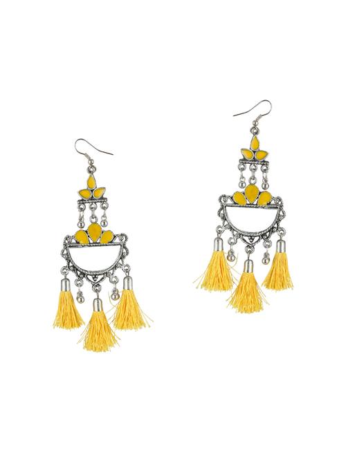 yellow silver plated drop earring - 15184052 - Very Small Image - 1