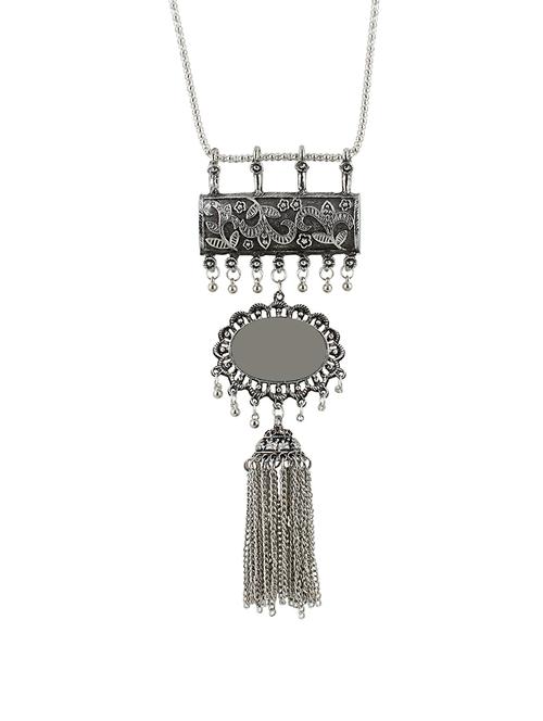 silver tone oxidised necklace - 15184395 - Very Small Image - 1