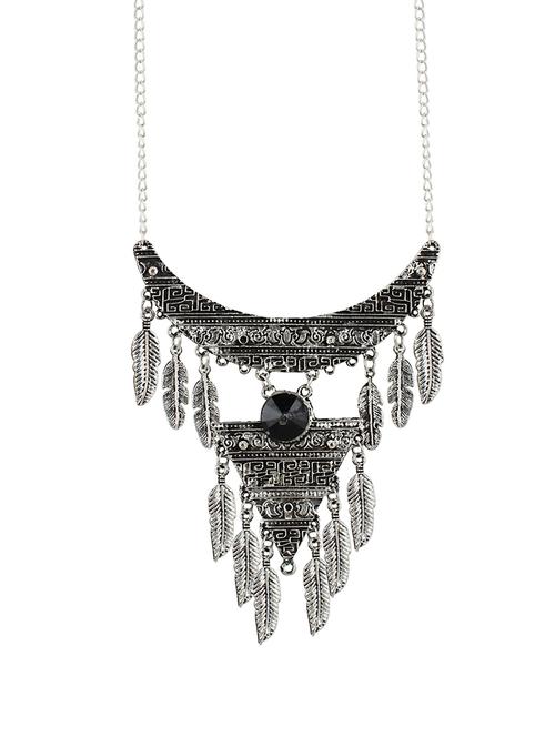black silver tone tribal necklace - 15184565 - Very Small Image - 1