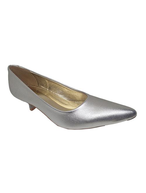 silver faux leather slip on pumps - 15186639 - Very Small Image - 1