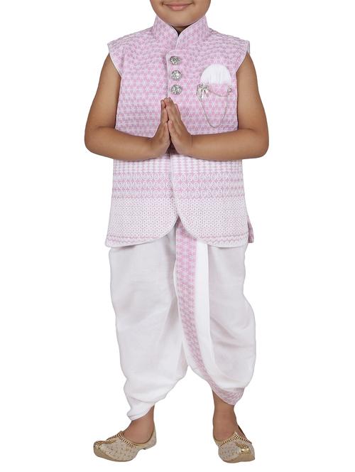pink cotton blend dhoti kurta set - 15186939 - Very Small Image - 1