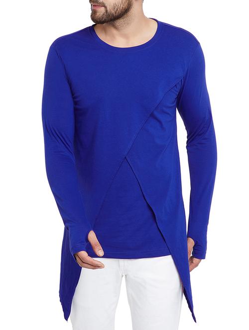 blue solid thumb hole t-shirt - 15187334 - Very Small Image - 1