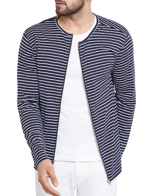 navy blue cotton blend casual jacket - 15187335 - Very Small Image - 1