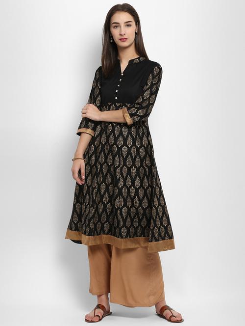 black cotton anarkali kurta - 15188472 - Very Small Image - 1