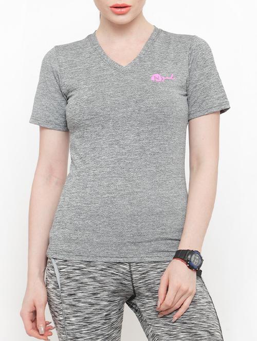 grey solid v neck tee - 15188885 - Very Small Image - 1