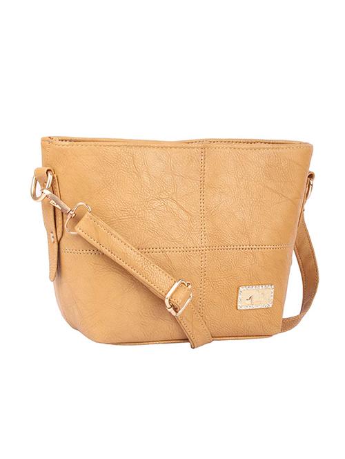 beige leatherette (pu) regular sling bag - 15189996 - Very Small Image - 1