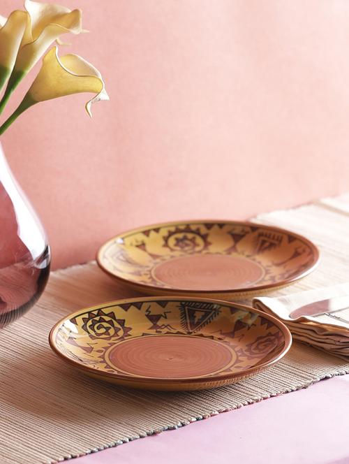 set of 4 brown warli quarter side plates - 15190573 - Very Small Image - 1