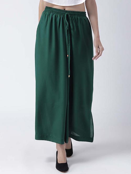 green solid flared palazzo - 15191134 - Very Small Image - 1