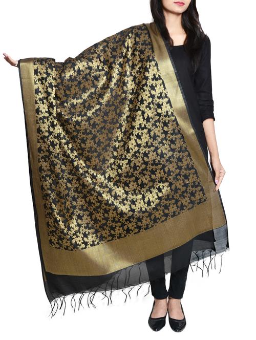 black chanderi dupatta - 15191296 - Very Small Image - 1