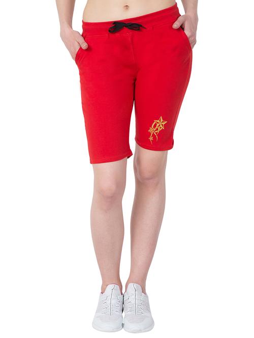 red solid cotton shorts - 15192158 - Very Small Image - 1
