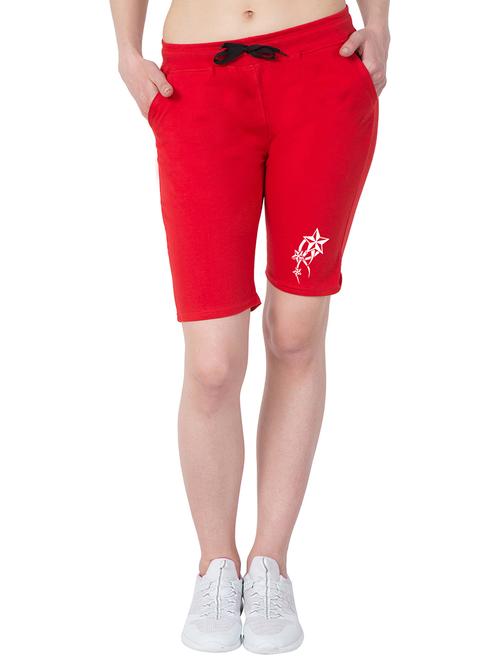 red solid cotton shorts - 15192160 - Very Small Image - 1