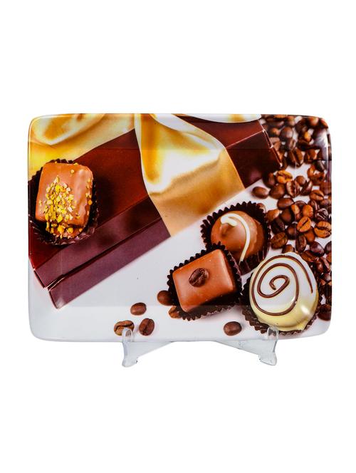 melamine coffee chocolate design square serving tray, 3 pcs - 15192996 - Very Small Image - 1