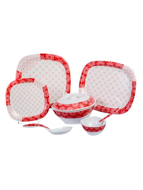 melamine red edge square dinner set, 40 pcs - 15193026 - Very Small Image - 1