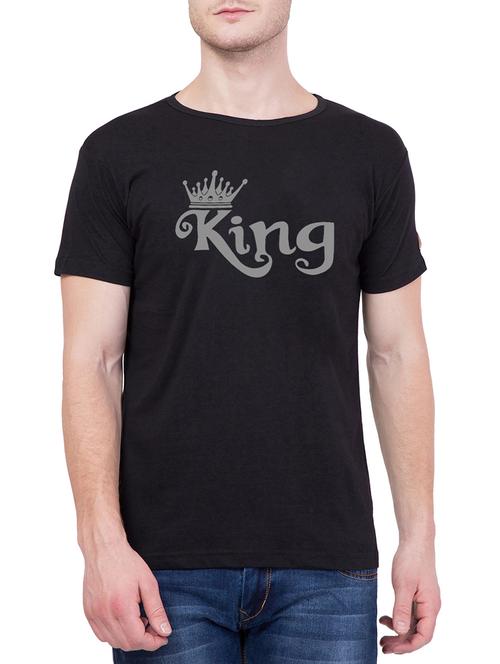 black cotton chest print t-shirt - 15194122 - Very Small Image - 1