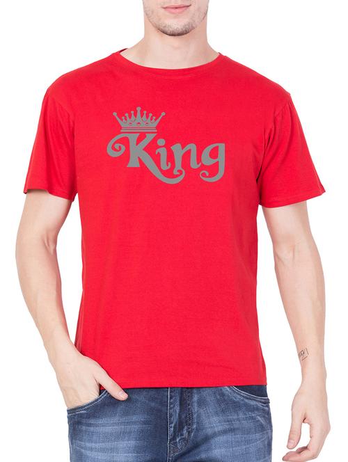 red cotton chest print t-shirt - 15194140 - Very Small Image - 1