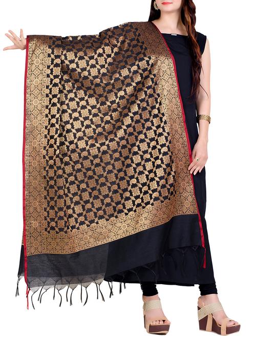 black chanderi dupatta - 15195182 - Very Small Image - 1