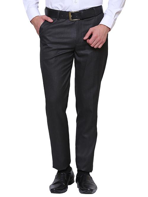 grey polyester blend flat front formal trouser - 15195834 - Very Small Image - 1