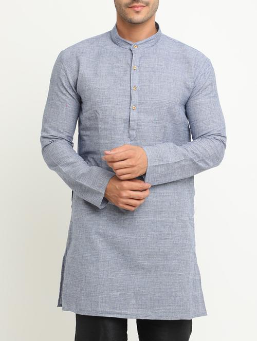 blue cotton long kurta - 15196845 - Very Small Image - 1