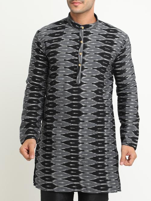 grey ikat short kurta - 15196874 - Very Small Image - 1