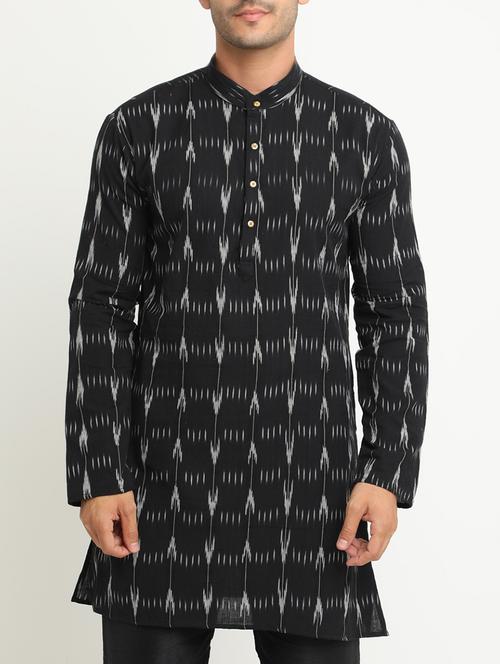 black cotton short kurta - 15196876 - Very Small Image - 1