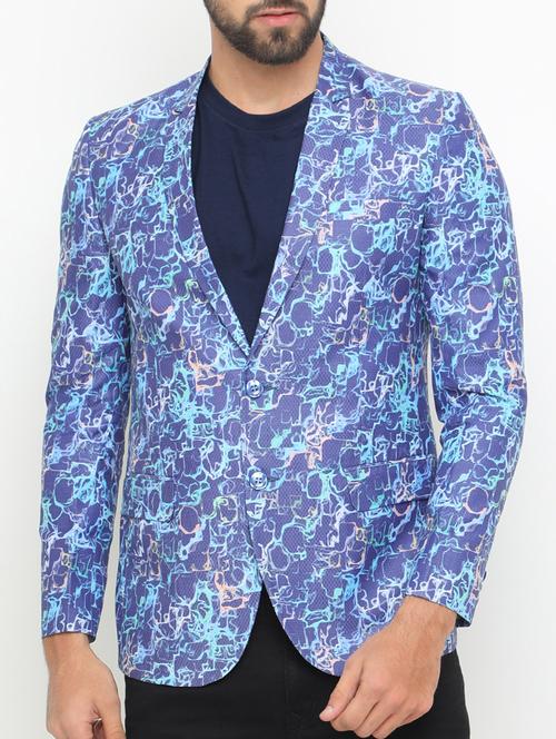 blue cotton casual blazer - 15196941 - Very Small Image - 1